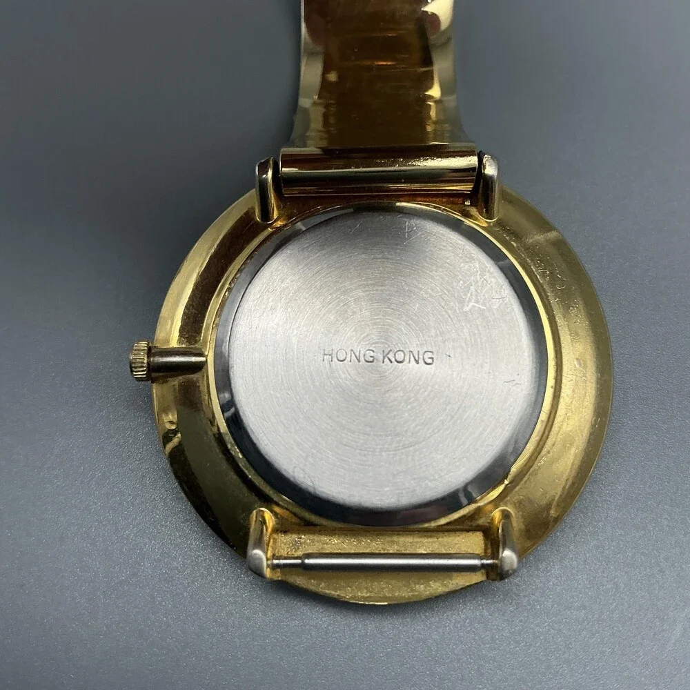 Vintage Bunel Womens Watch 39mm UFO Dial Gold Tone Bangle New Battery 6.5